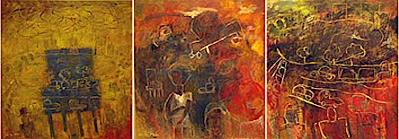 Tríptico : 2009 : óleo sobre lienzo : 60"x156"